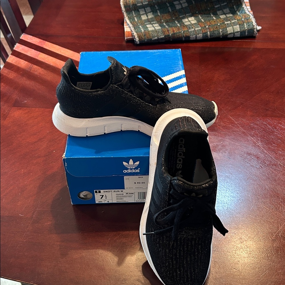 Adidas Black, Gold and White Running Shoes